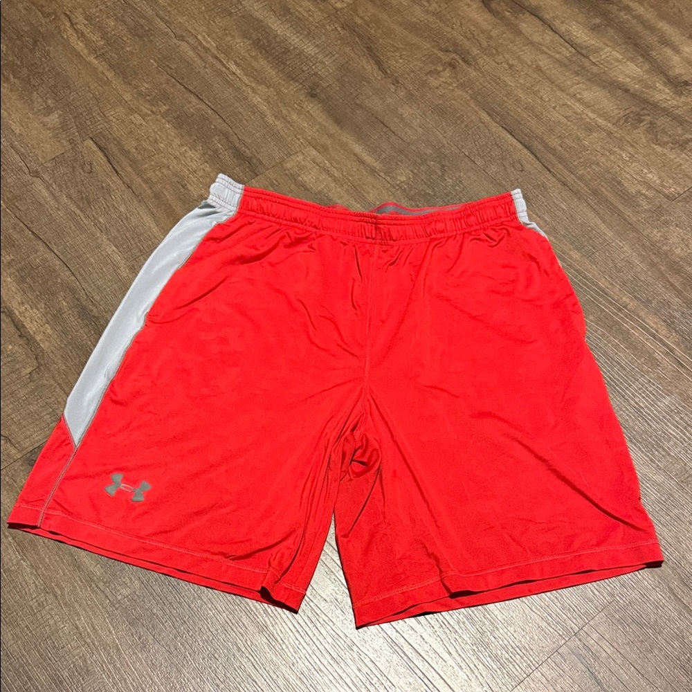 Under Armour Men's Vibrant Red and Gray Sports Shorts